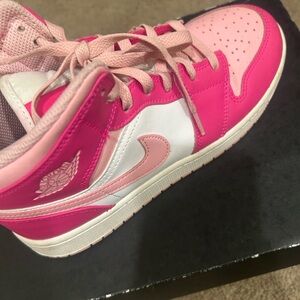Nike Pink and White High-Top Sneakers